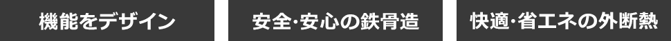 機能をデザイン　安全・安心の鉄骨造　快適・省エネの外断熱