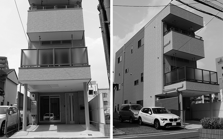名古屋市内都心部における「狭小住宅」3階建て、重量鉄骨、外断熱