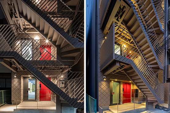 m3 building（テナントビル、金山、重量鉄骨造・8階建て・細長い敷地）