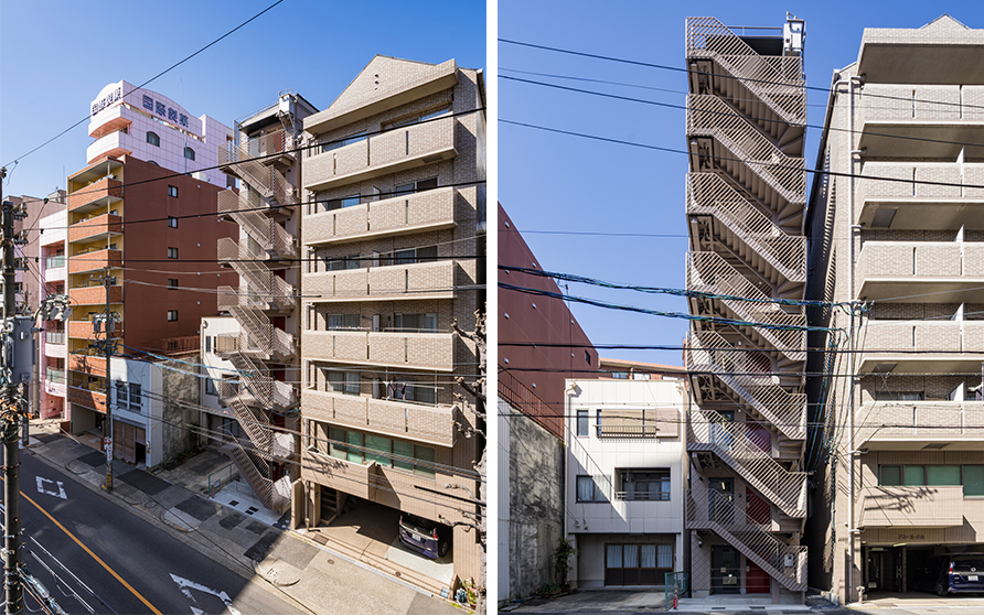 m3 building（テナントビル、金山、重量鉄骨造・8階建て・細長い敷地）
